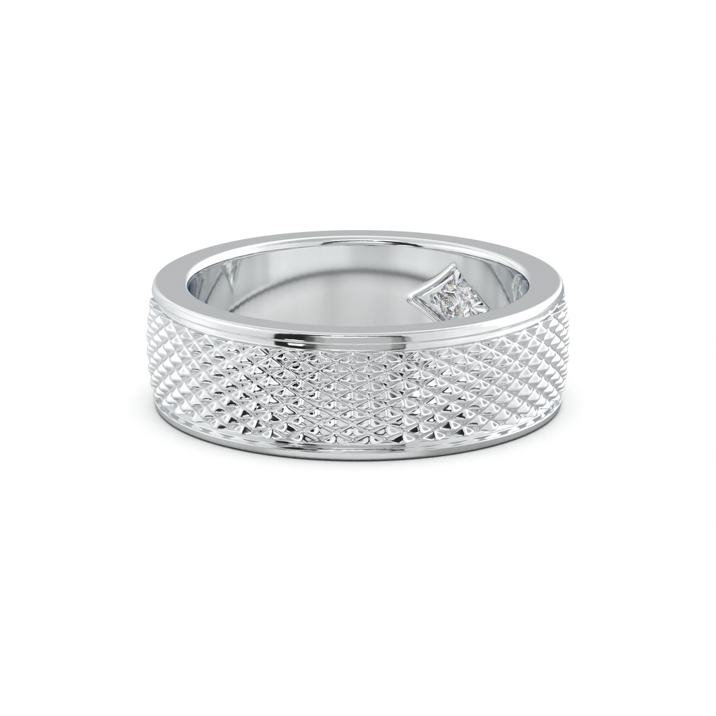 Diamond-Cut Textured Men's Wedding Band