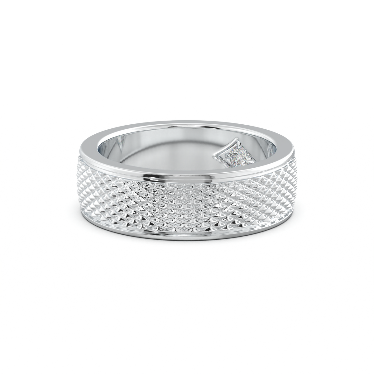 Diamond-Cut Textured Men's Wedding Band