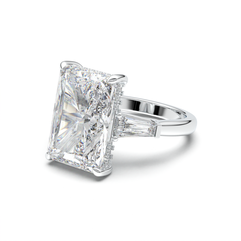 Radiant Baguette Hidden Halo Engagement Ring