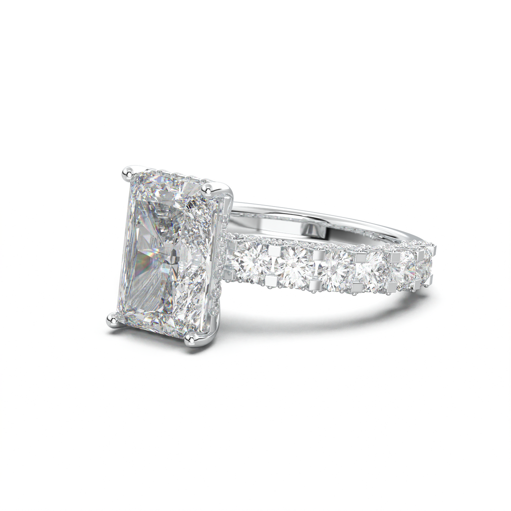 Radiant Diamond Band Engagement Ring