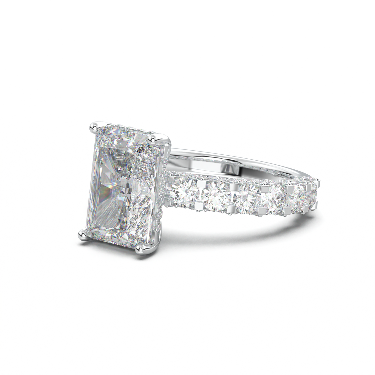 Radiant Diamond Band Engagement Ring