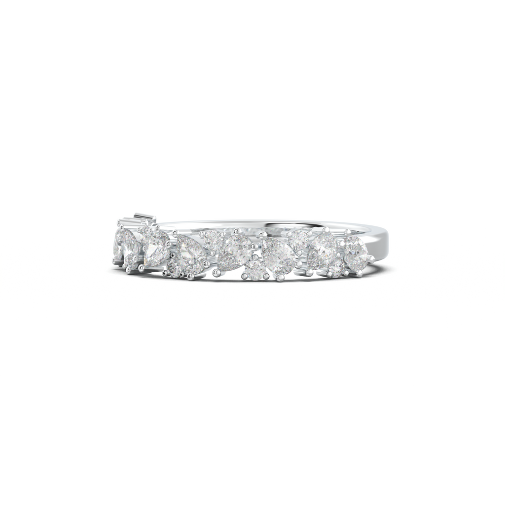 Alternating Pear & Round Half-Eternity Wedding Band