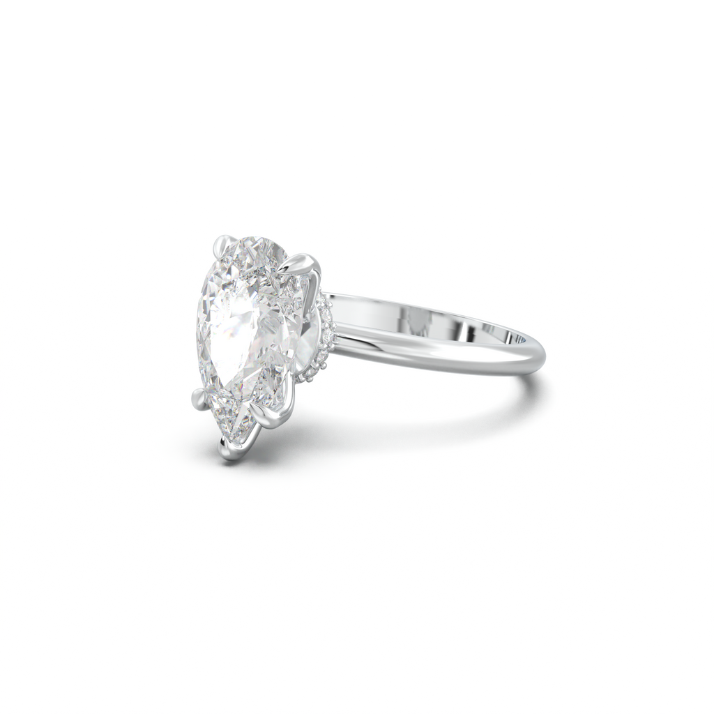 Pear Hidden Halo Engagement Ring
