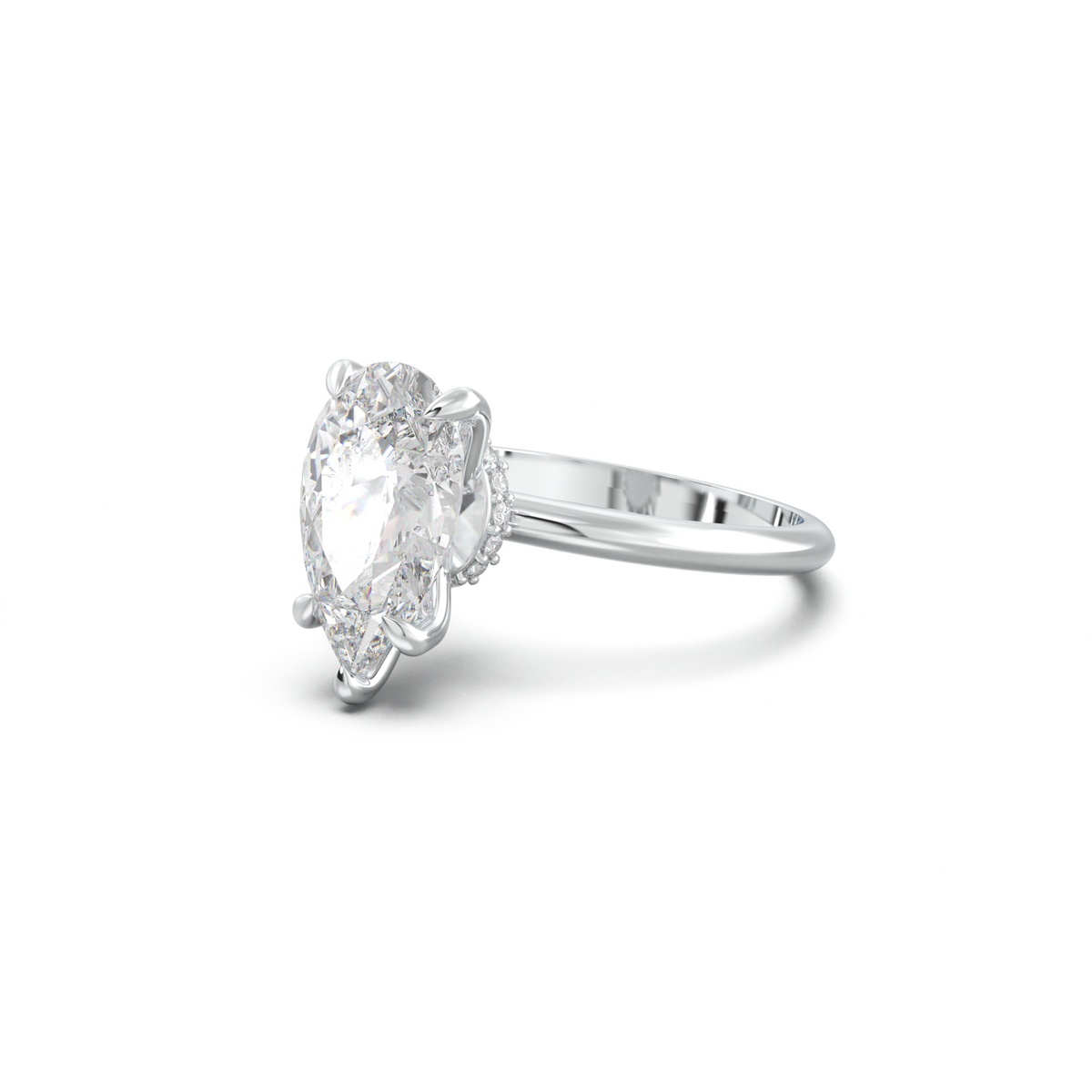 Pear Hidden Halo Engagement Ring