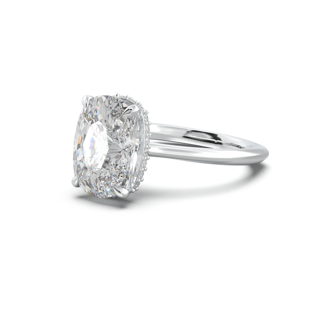 Cushion Hidden Halo Engagement Ring