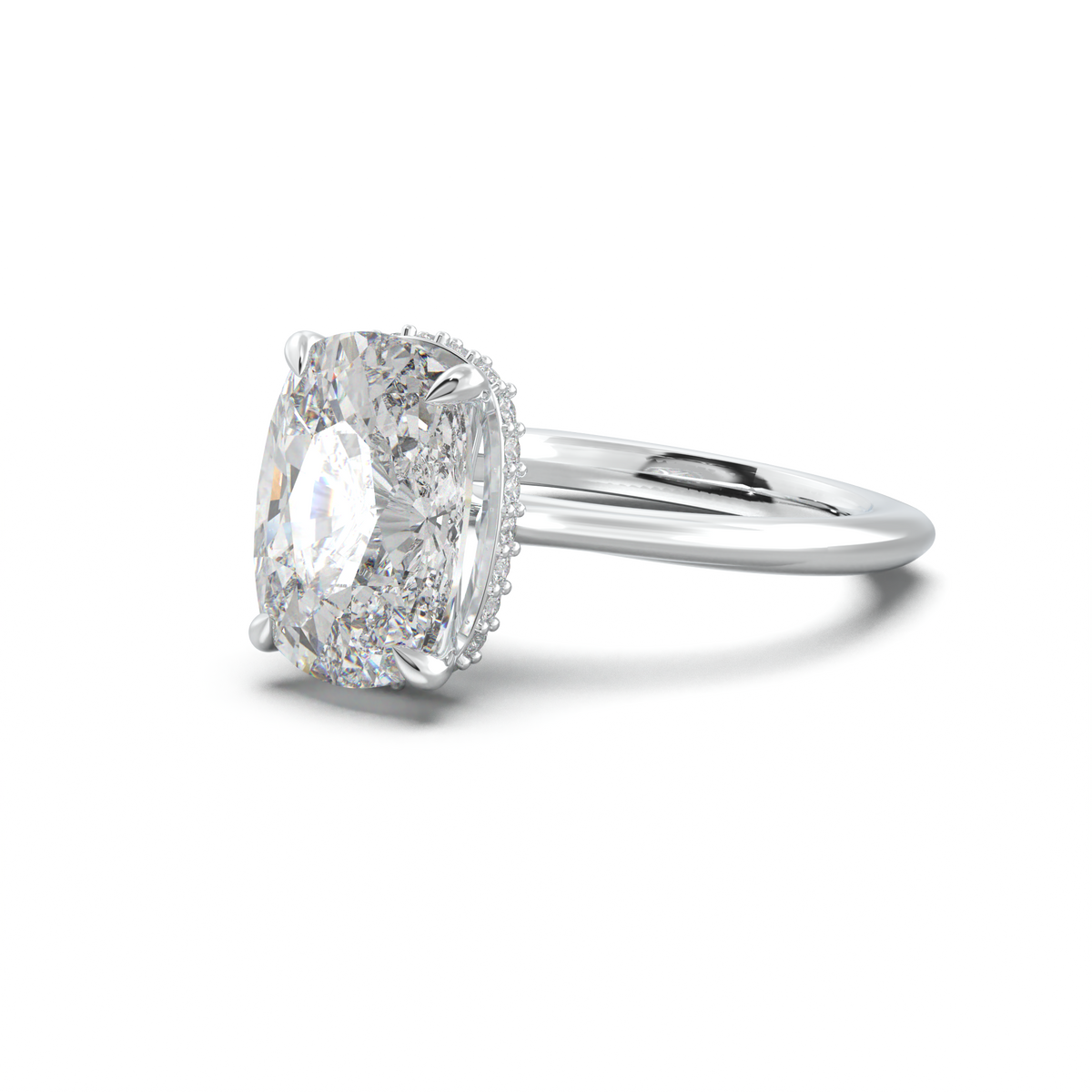 Cushion Hidden Halo Engagement Ring