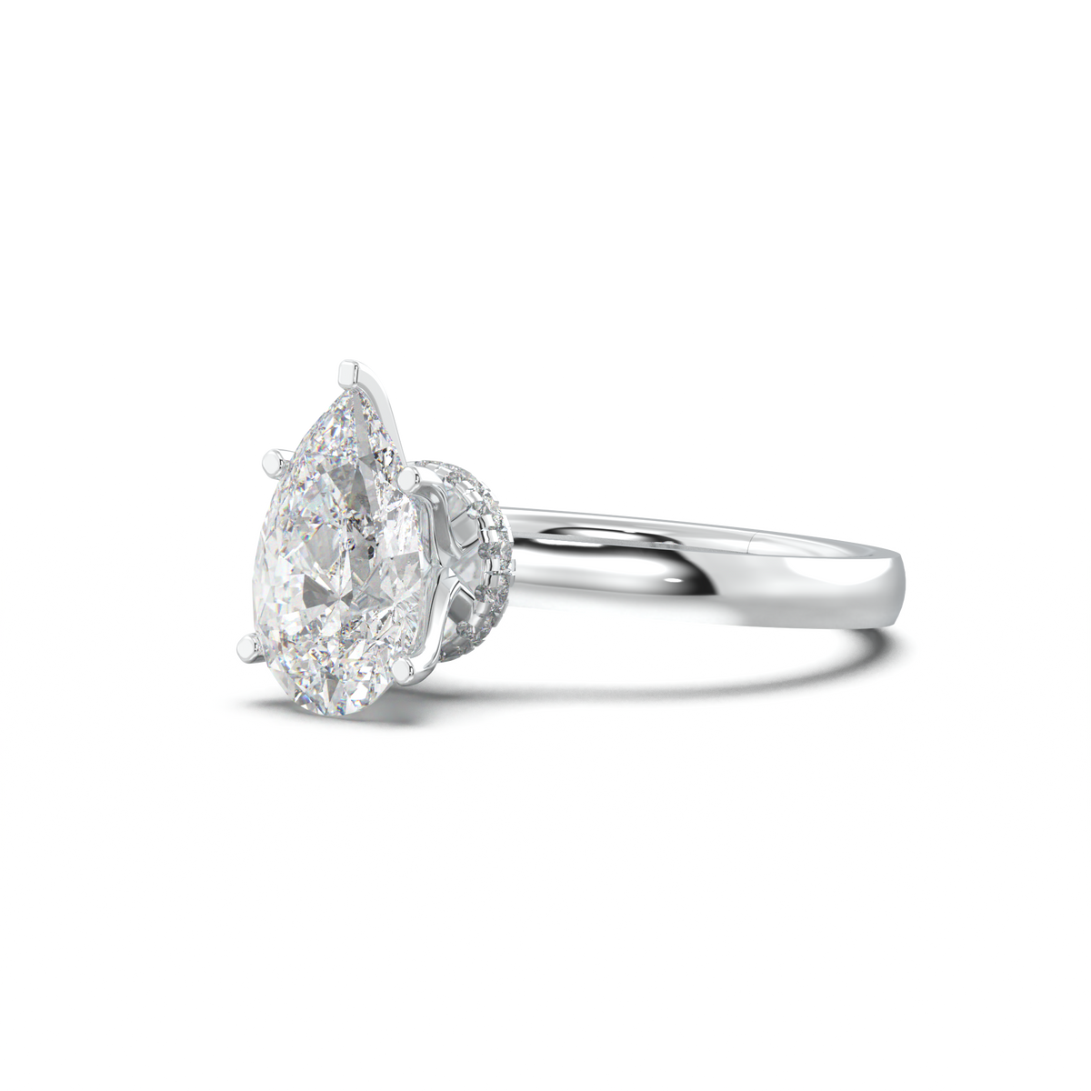 Round Hidden Halo Engagement Ring