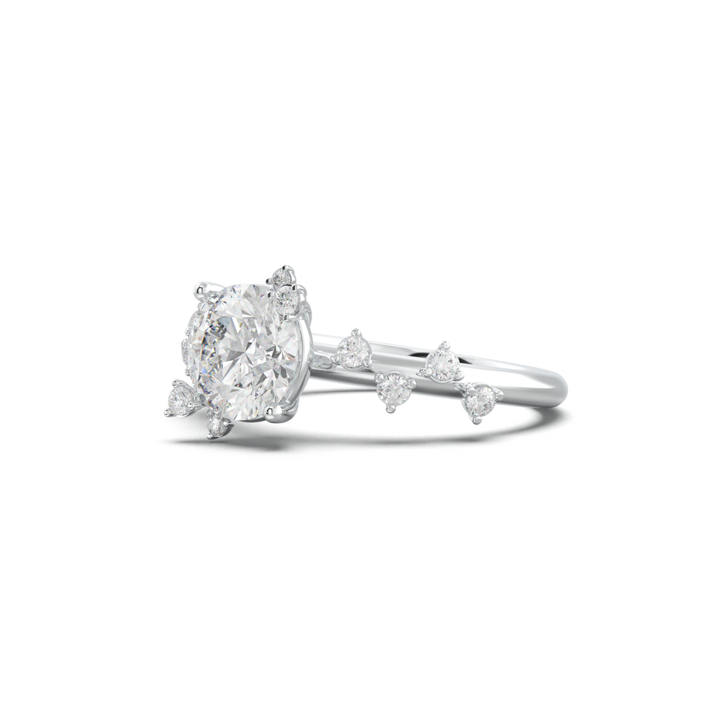 Round Botanical Accent Engagement Ring