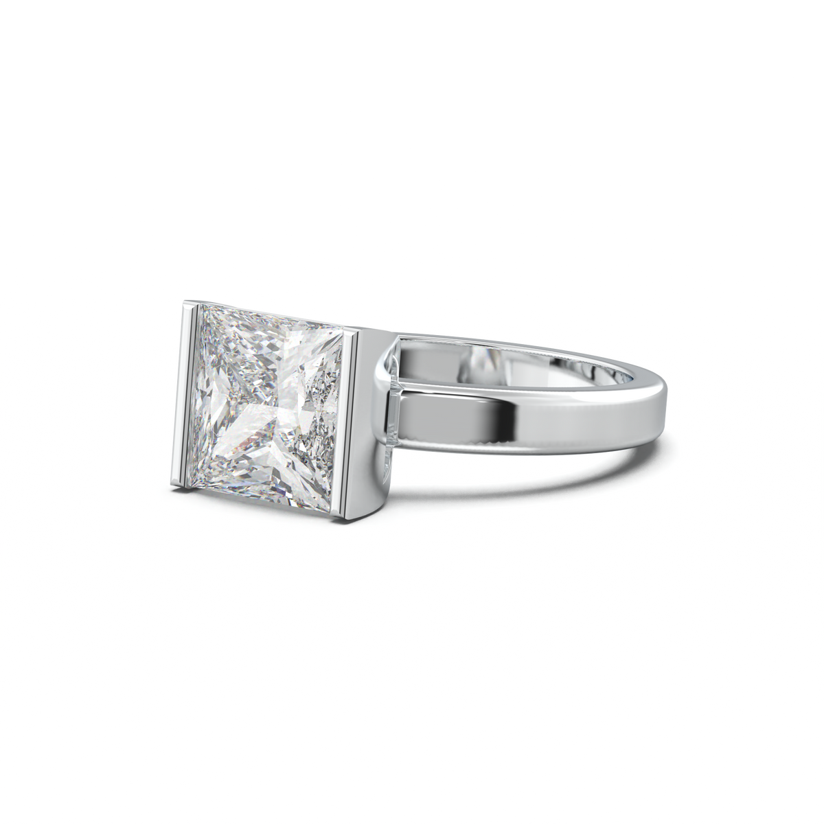 Princess Half-Bezel Engagement Ring