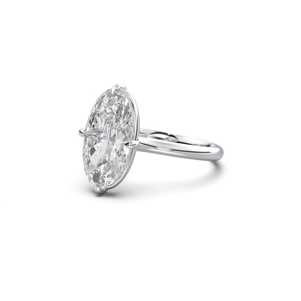 Elongated Moval Solitaire Engagement Ring
