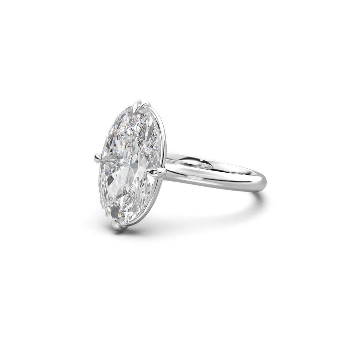 Elongated Moval Solitaire Engagement Ring