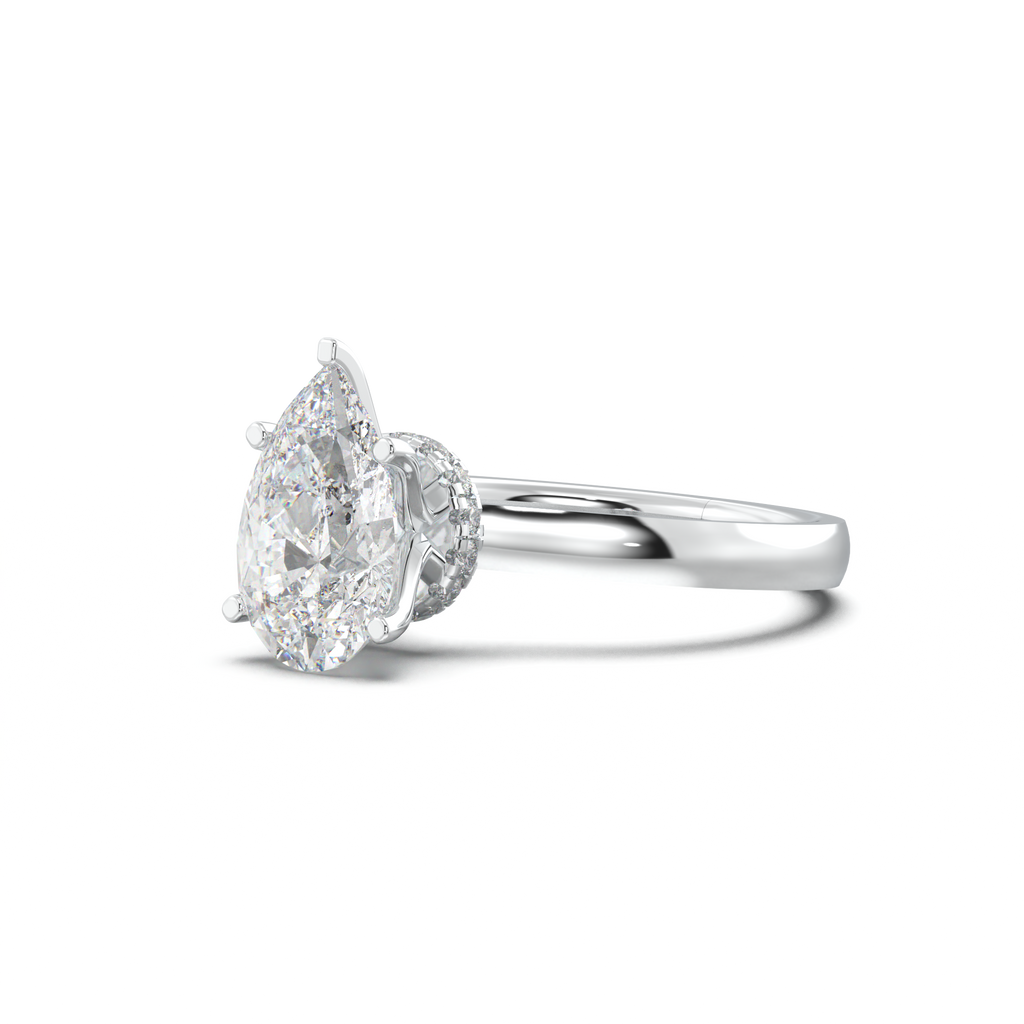 Pear Hidden Halo Engagement Ring