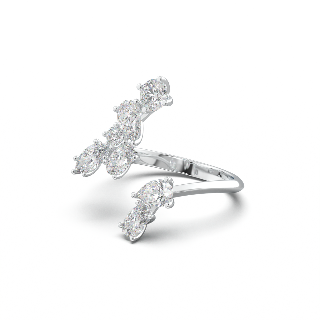 Asymmetric Mixed-Shape Diamond & Peridot Ring