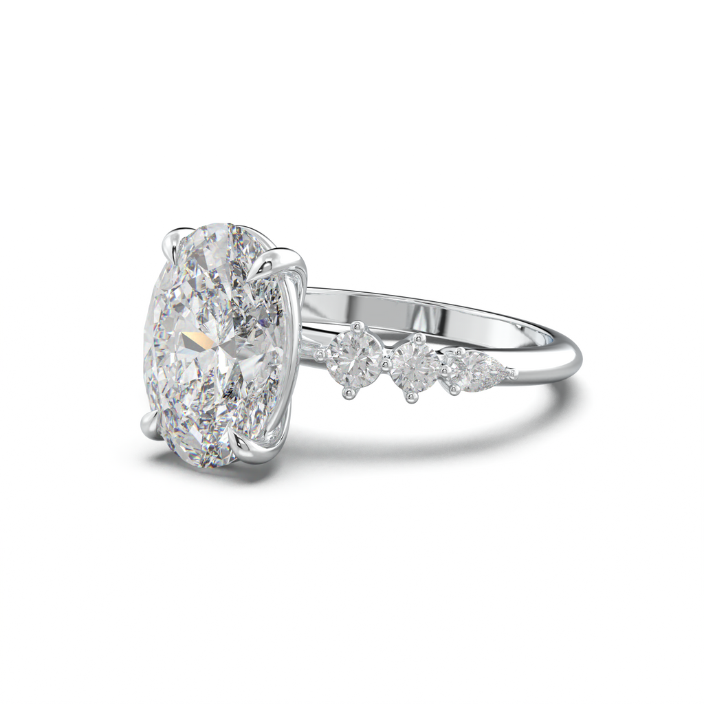 Oval Pear-Accent Engagement Ring