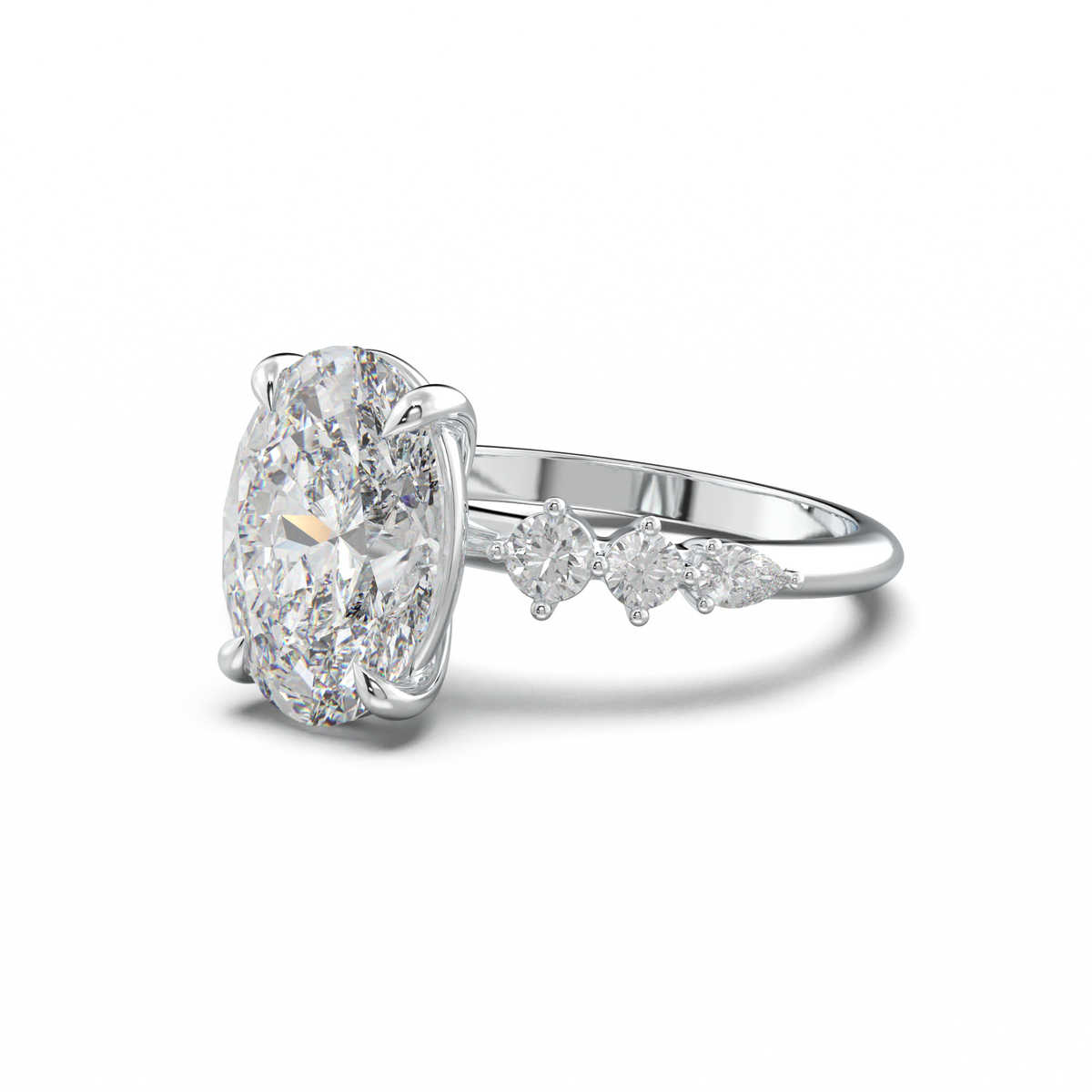 Oval Pear-Accent Engagement Ring