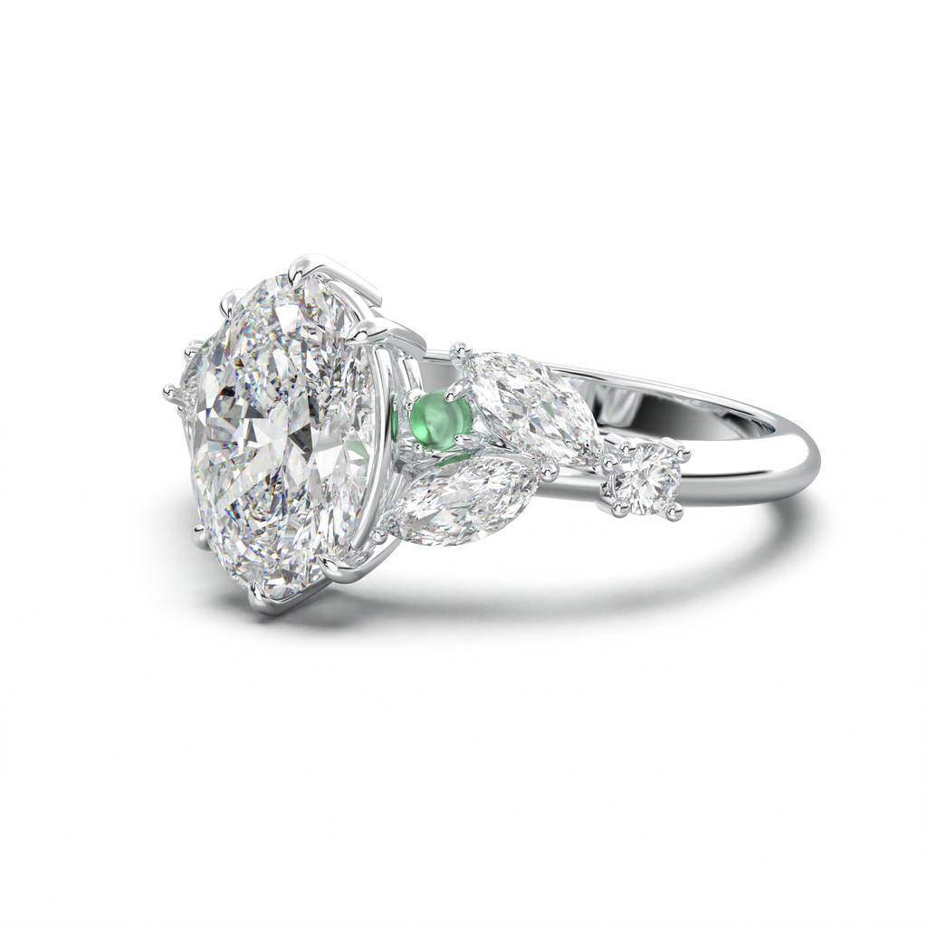 Oval Marquise-Accent Engagement Ring