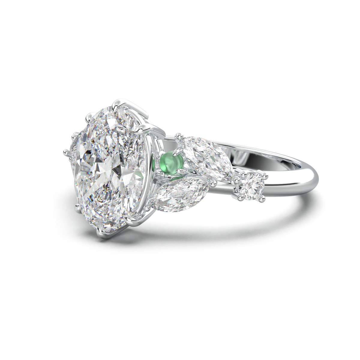 Oval Marquise-Accent Engagement Ring