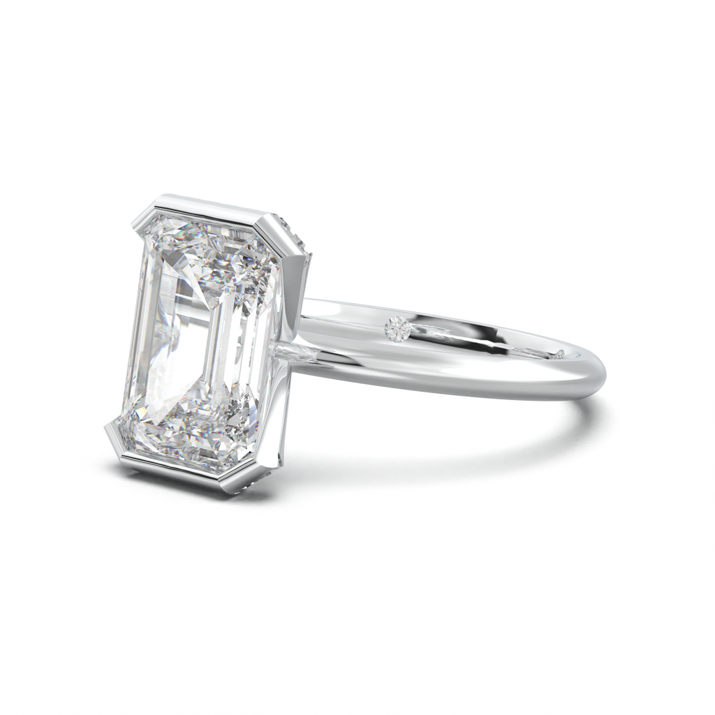 Emerald Hidden Halo Engagement Ring