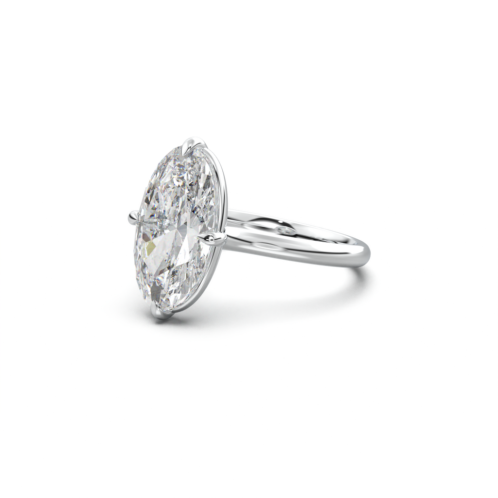 Elongated Moval Solitaire Engagement Ring