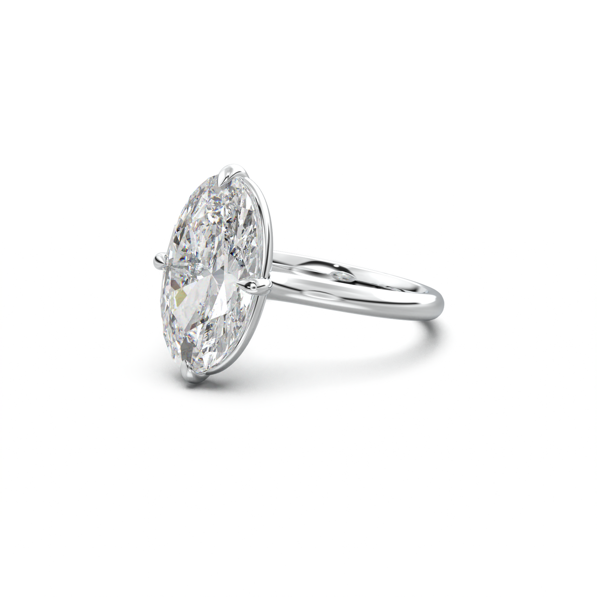 Elongated Moval Solitaire Engagement Ring