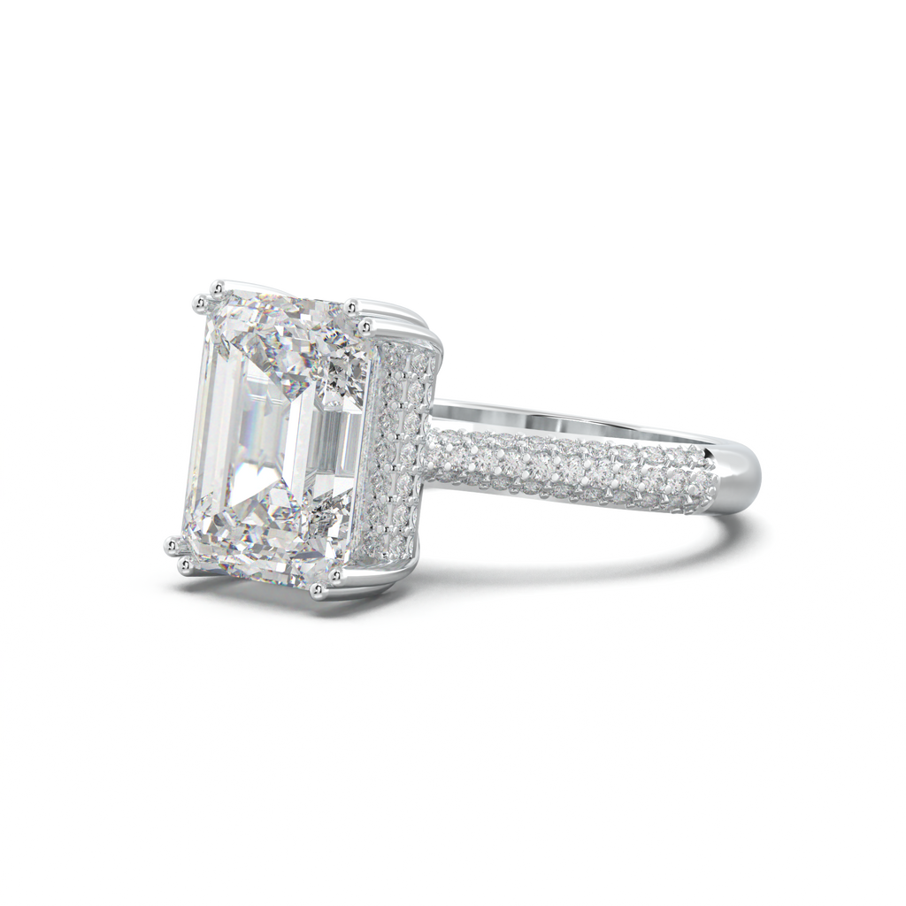 Emerald Double Pavé Engagement Ring