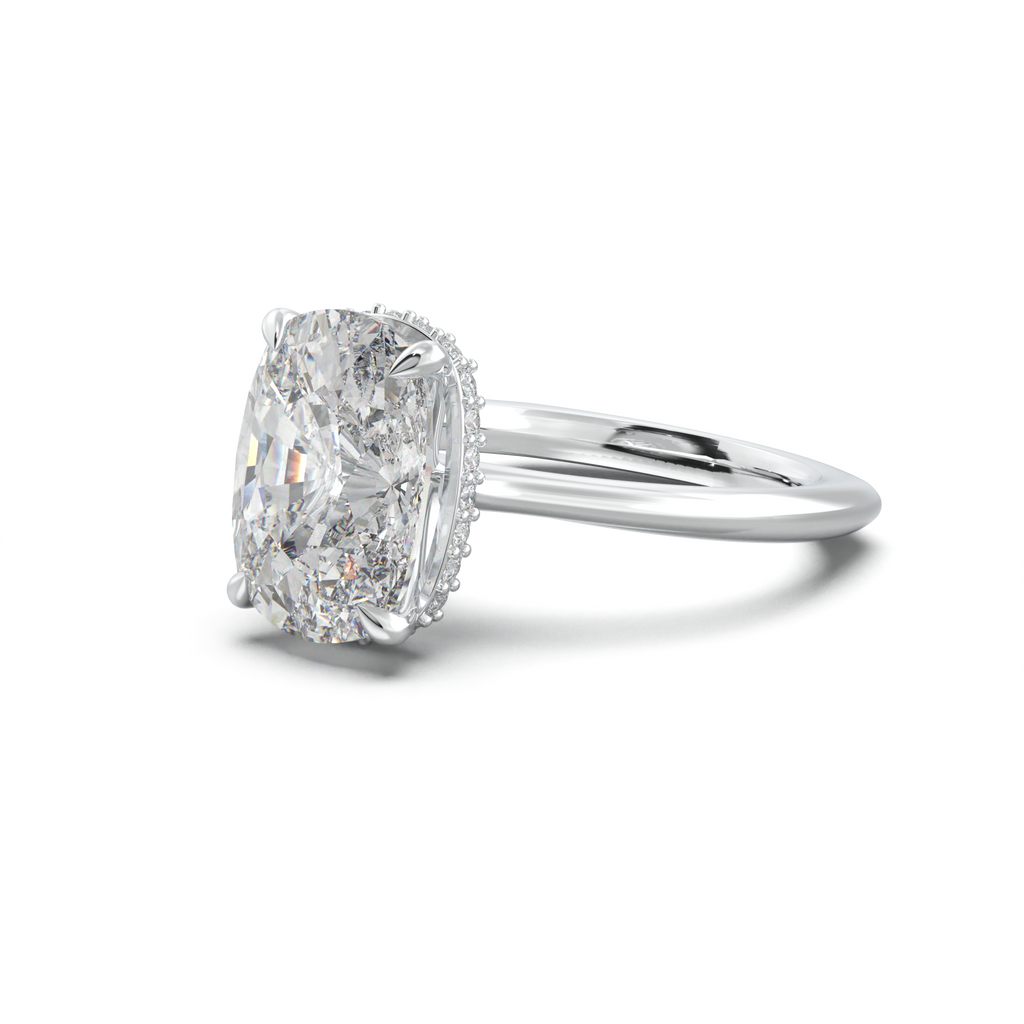 Cushion Hidden Halo Engagement Ring