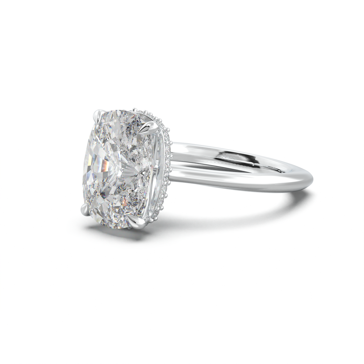 Cushion Hidden Halo Engagement Ring