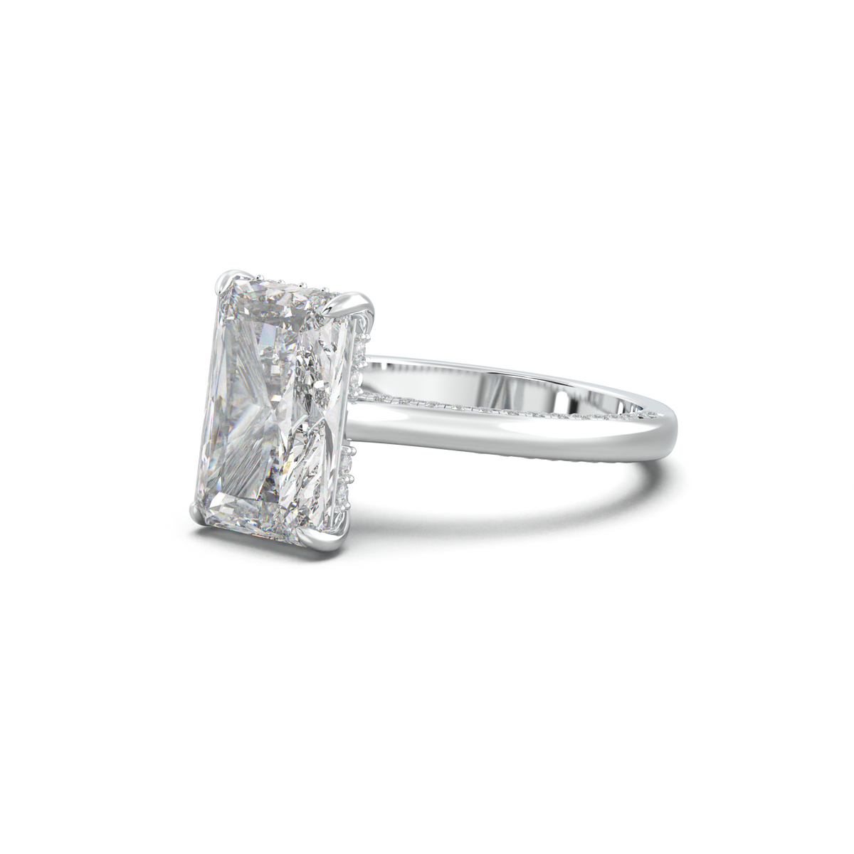 Radiant Pavé Hidden Halo Engagement Ring