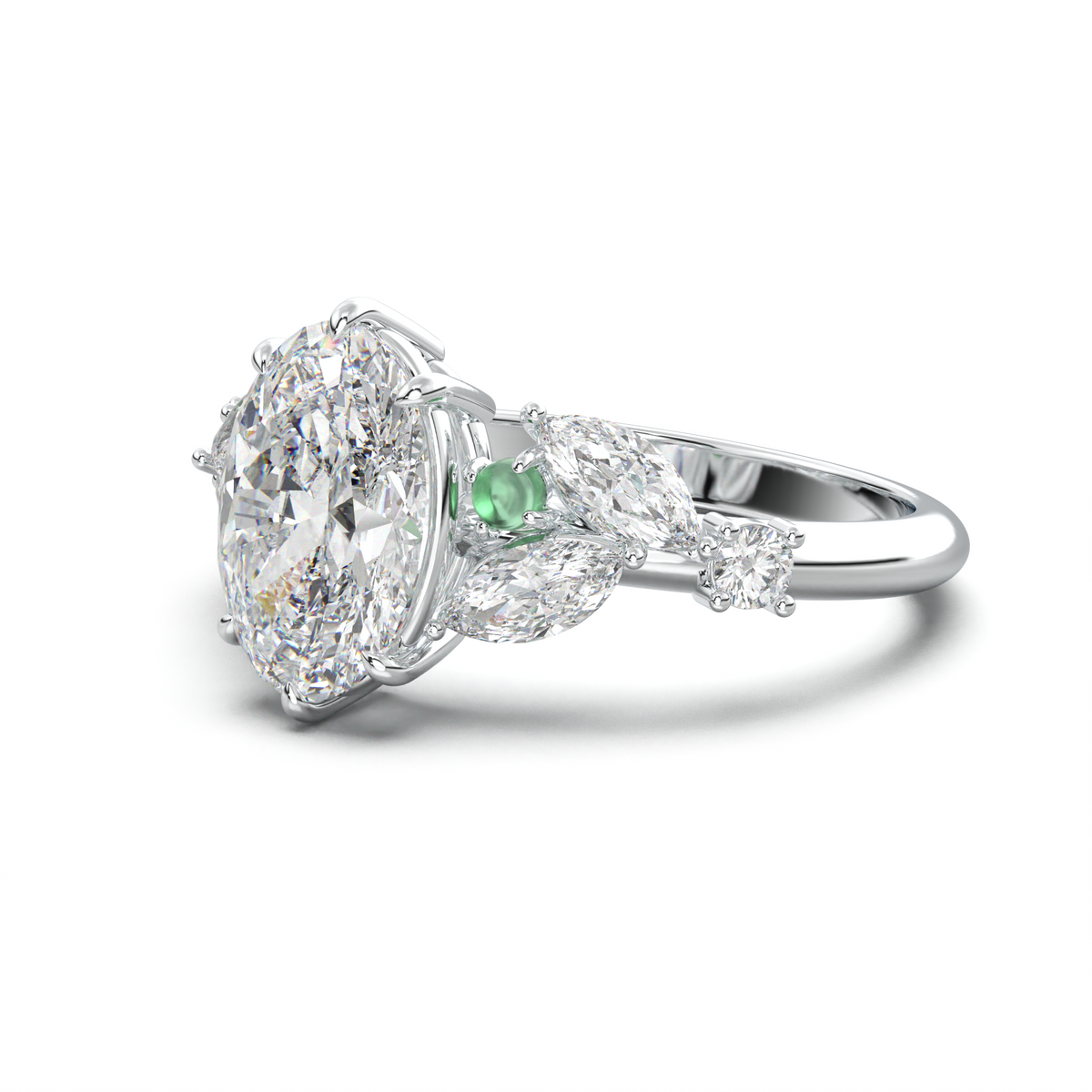 Oval Marquise-Accent Engagement Ring