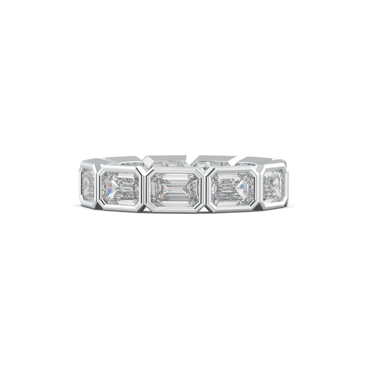 Emerald-Cut Bezel-Style Eternity Wedding Band