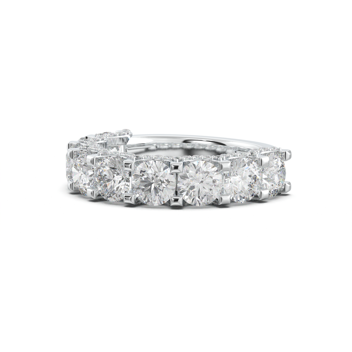 Round Diamond Pavé-Edge Wedding Band