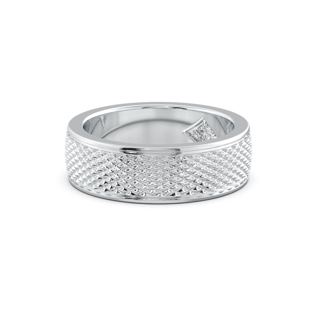 Diamond-Cut Textured Men's Wedding Band