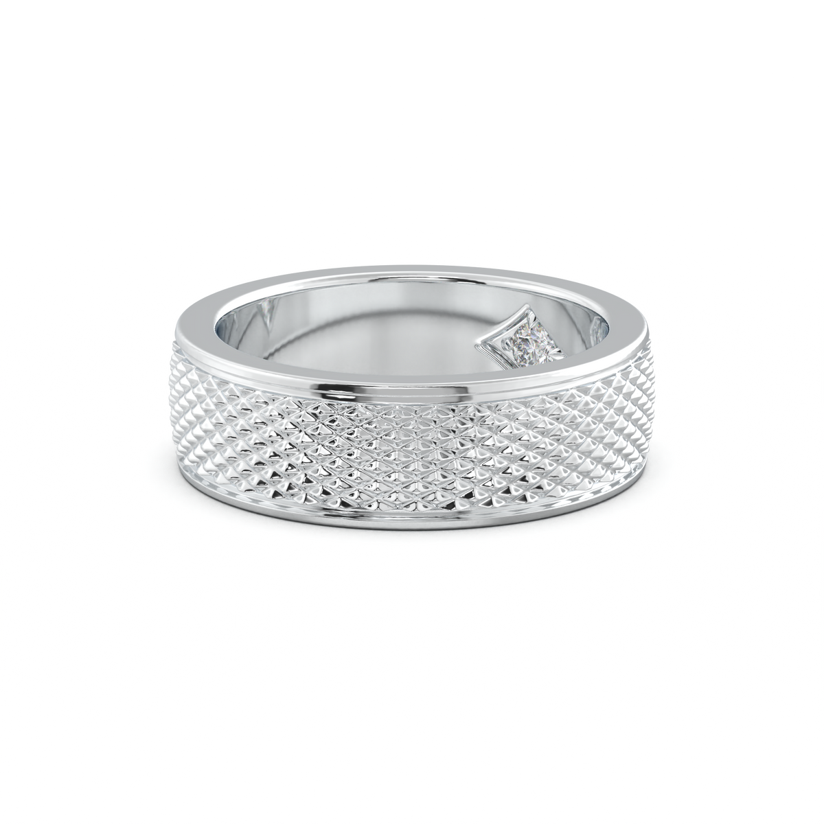 Diamond-Cut Textured Men's Wedding Band