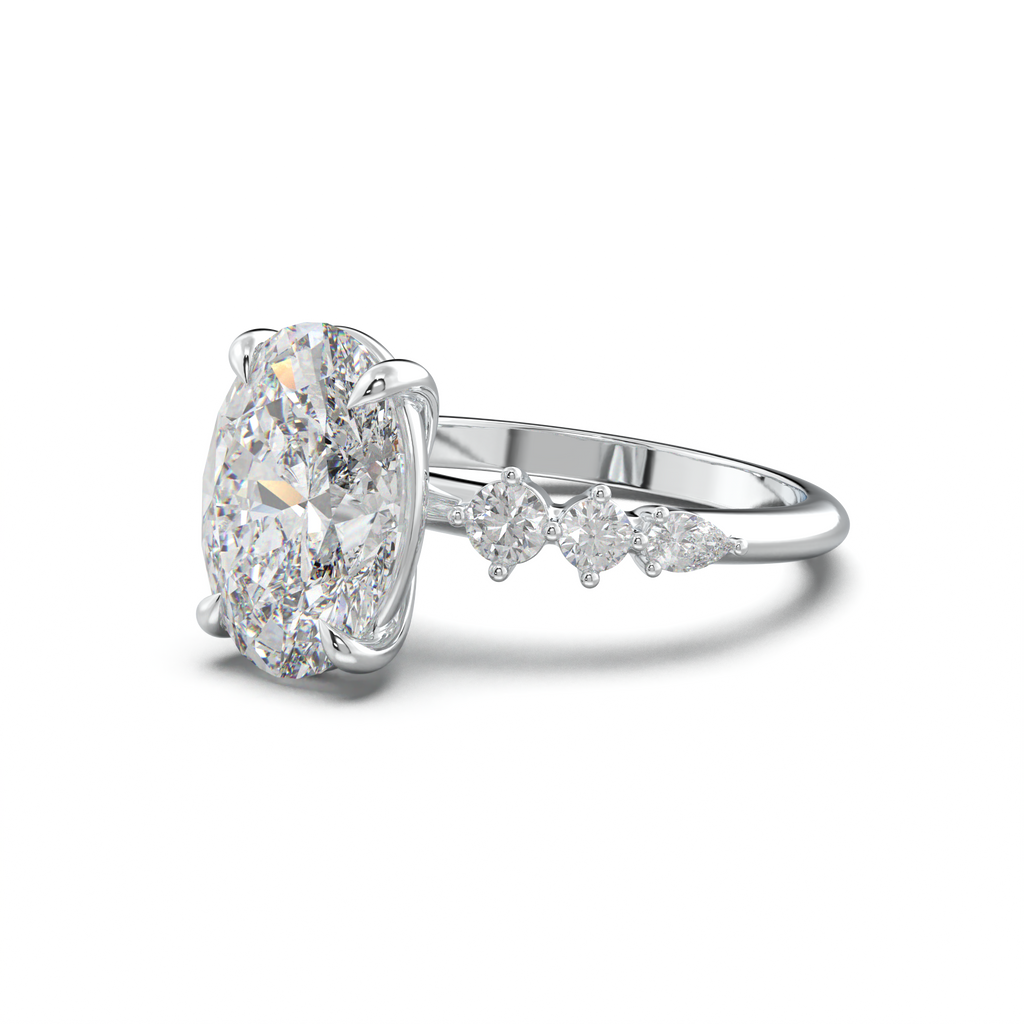 Oval Pear-Accent Engagement Ring