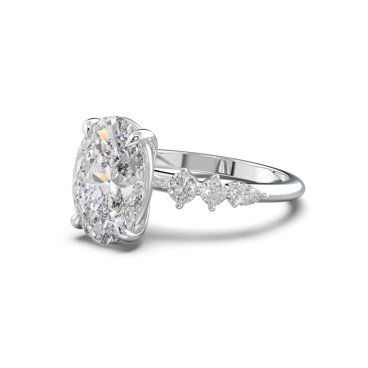 Oval Pear-Accent Engagement Ring