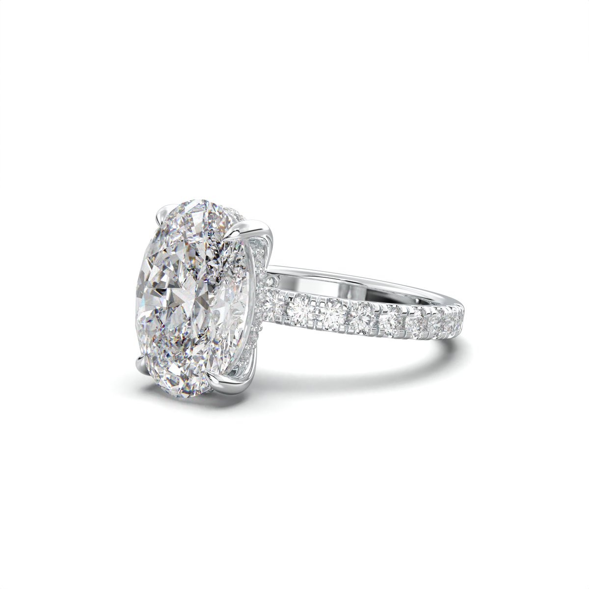 Oval Pavé Hidden Halo Engagement Ring
