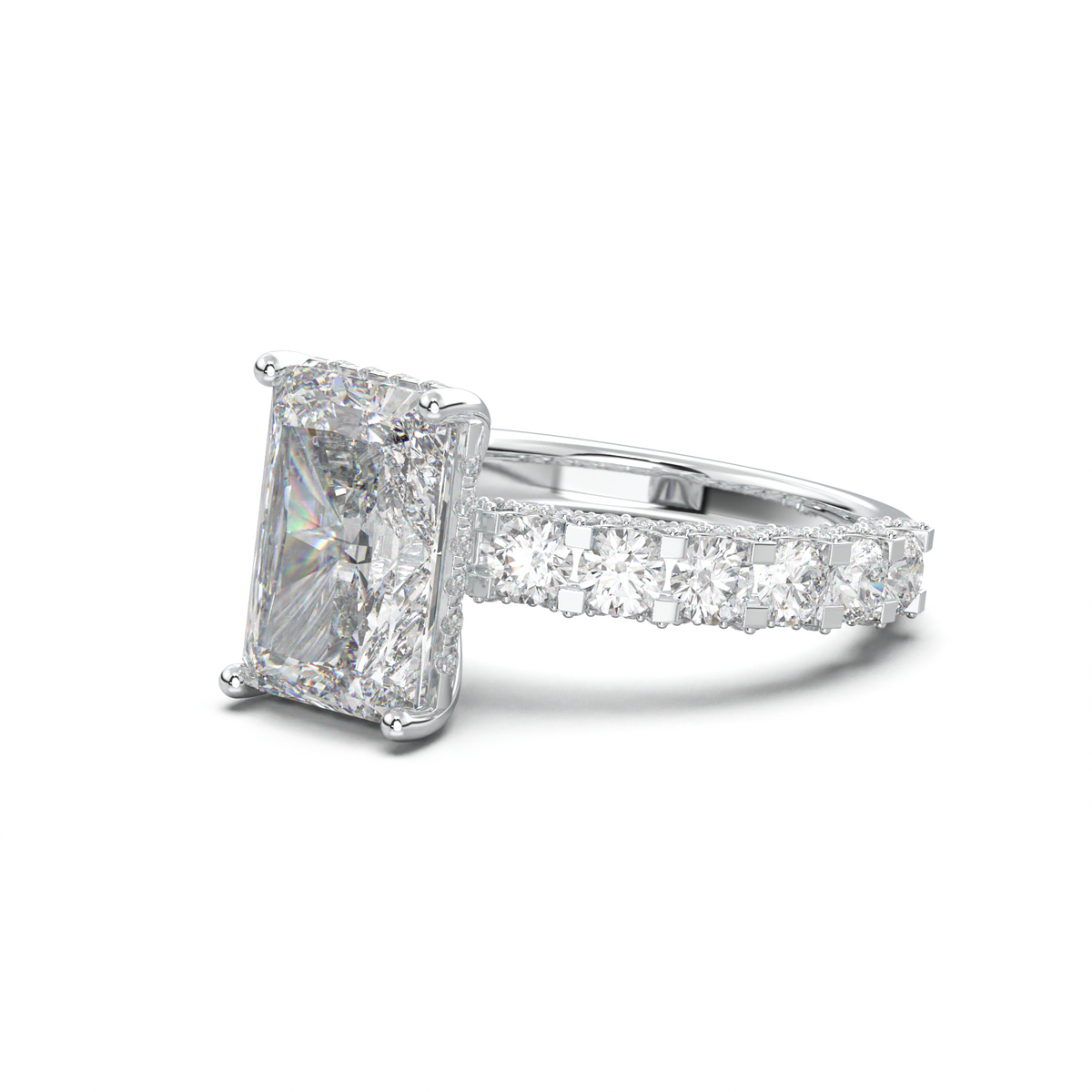 Radiant Diamond Band Engagement Ring