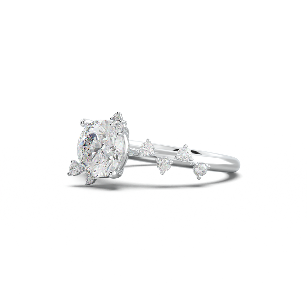Round Botanical Accent Engagement Ring