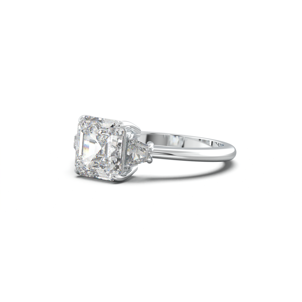 Asscher Baguette Three-Stone Engagement Ring