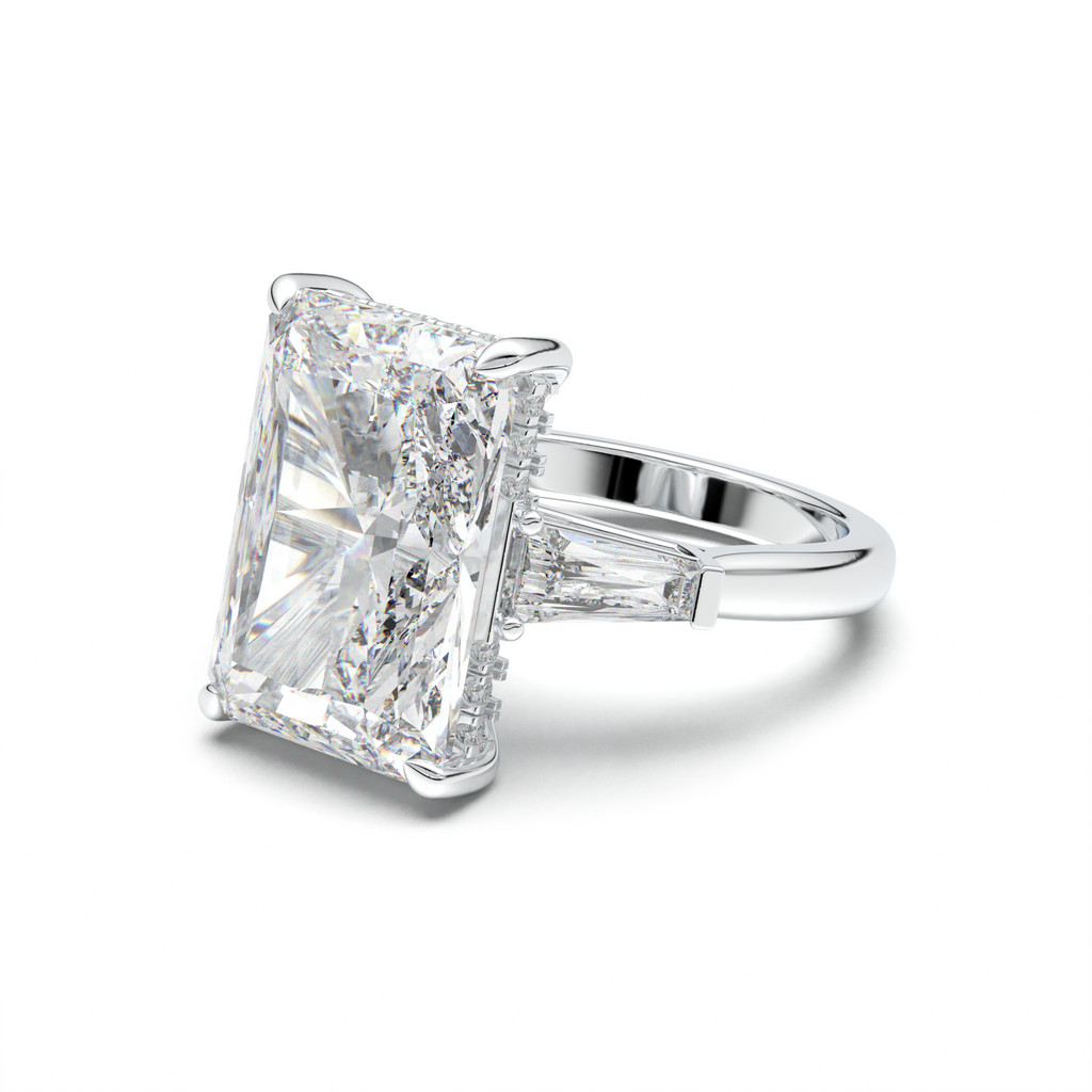 Radiant Baguette Hidden Halo Engagement Ring
