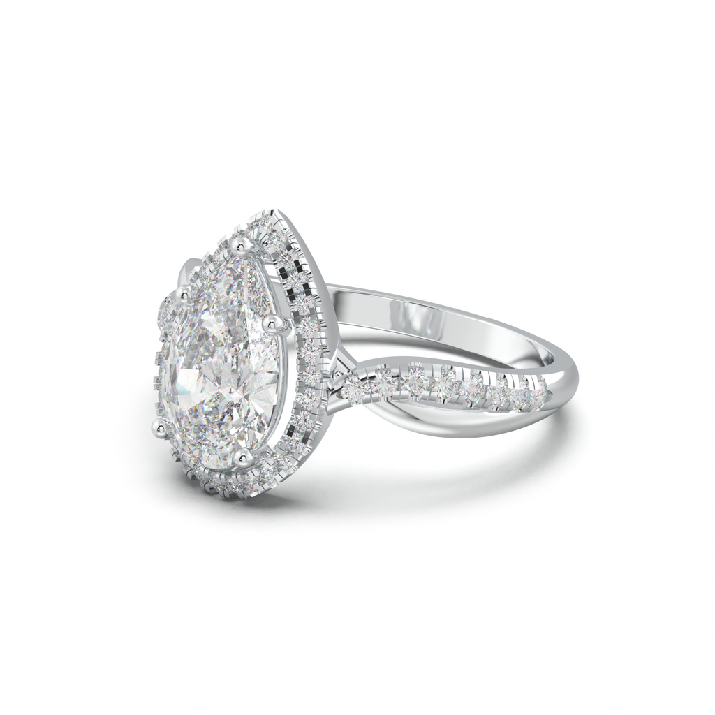 Pear Halo Twisted Pavé Engagement Ring