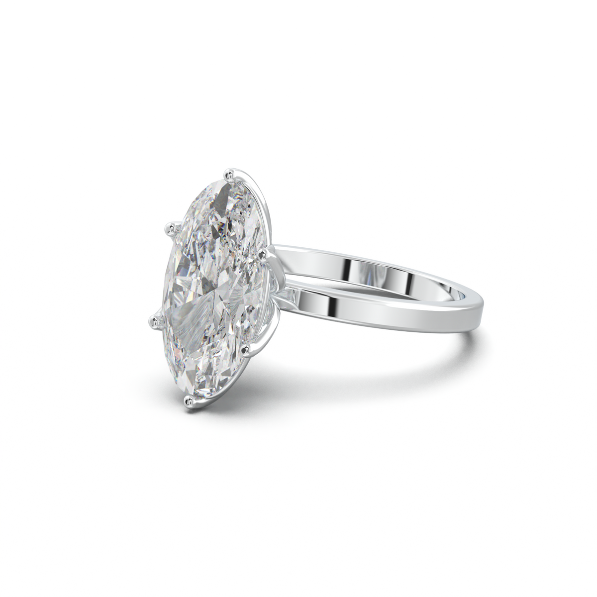 Oval Diamond-Accent Gallery Engagement Ring