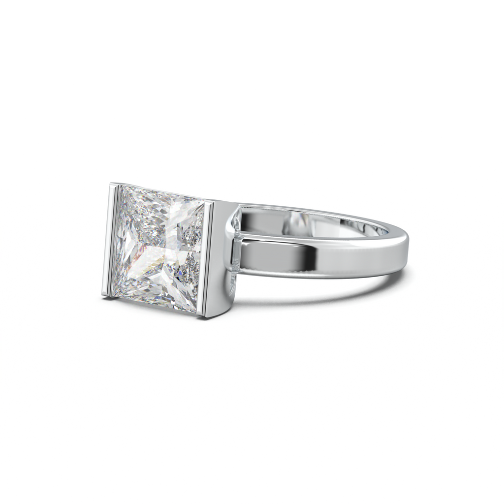 Princess Half-Bezel Engagement Ring