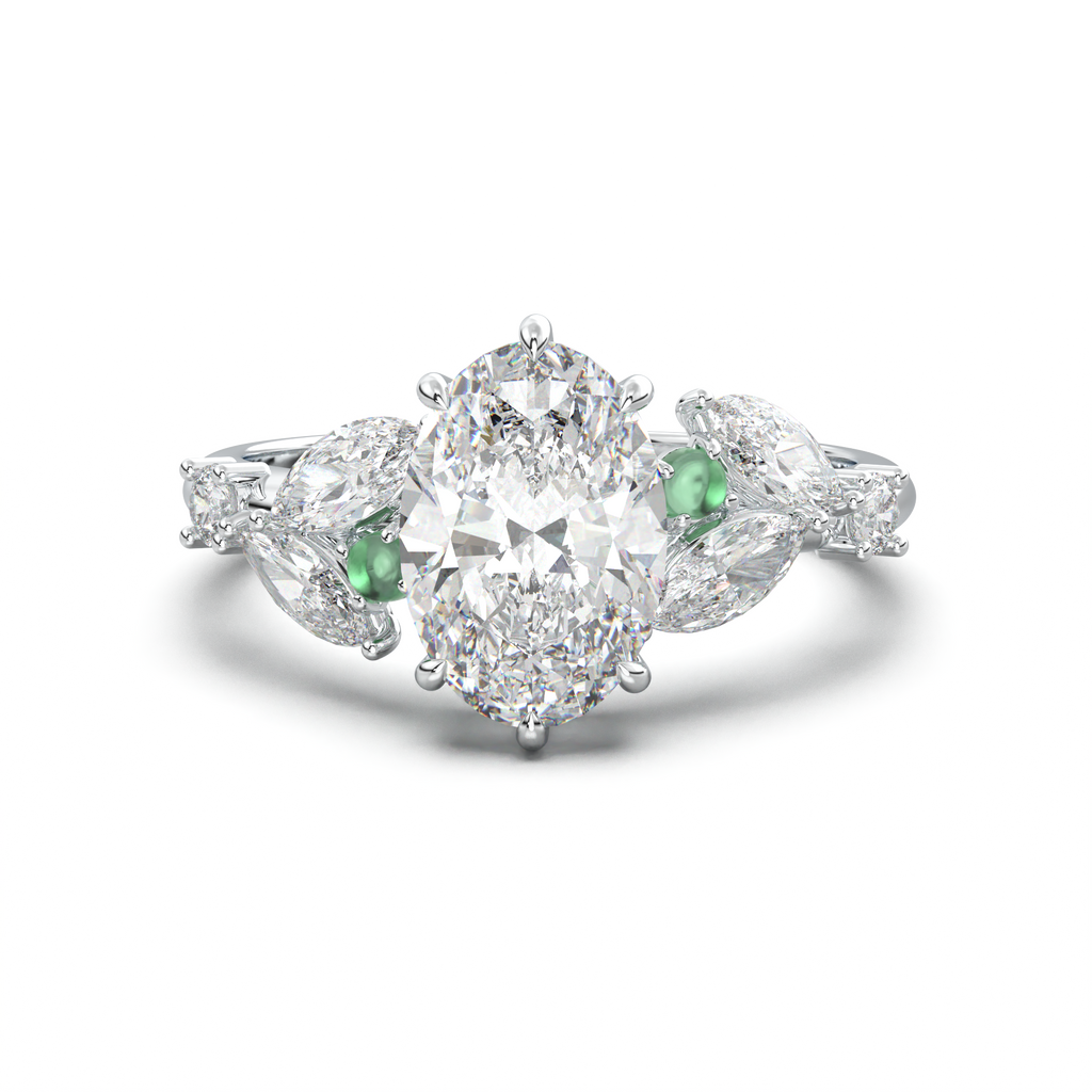 Oval Marquise-Accent Engagement Ring