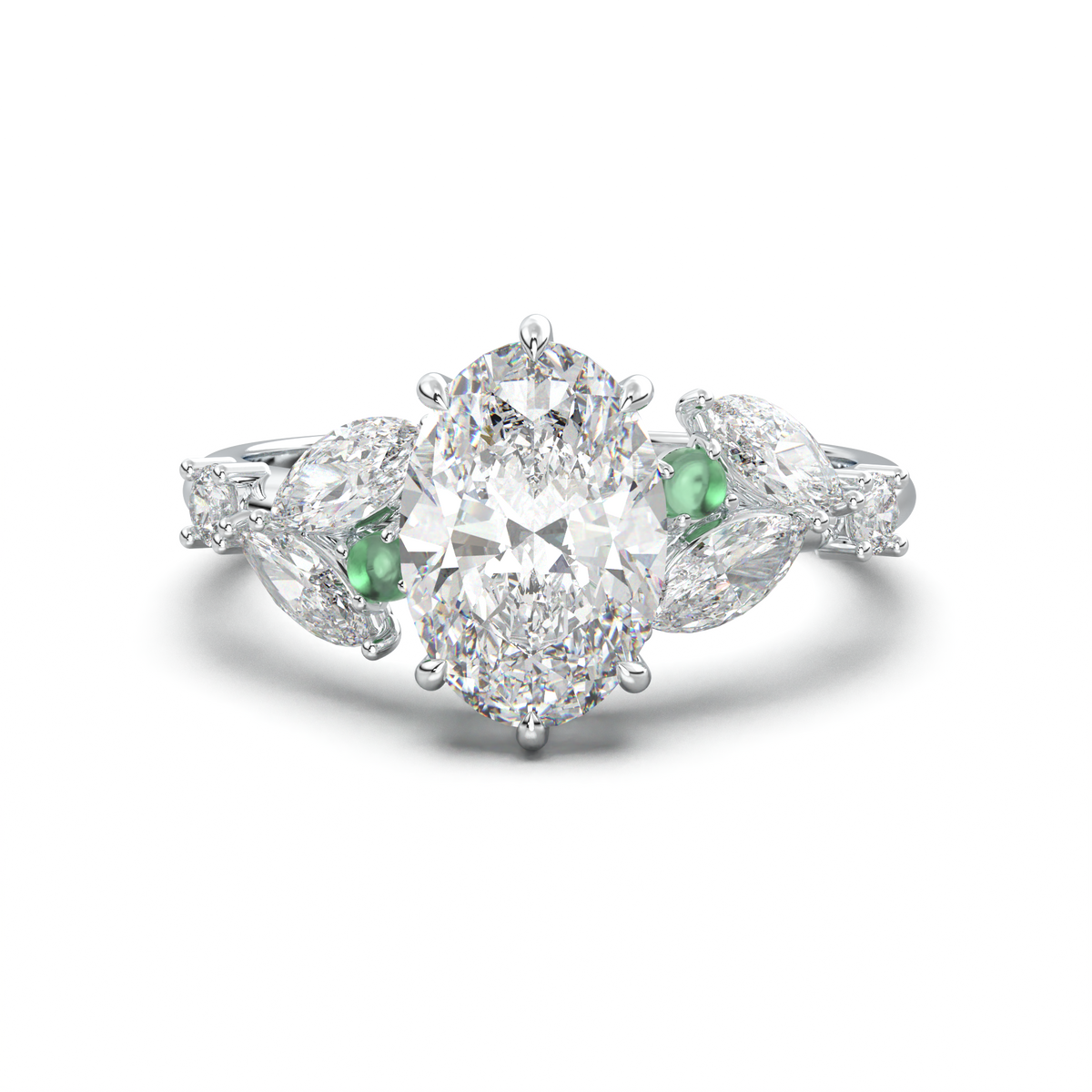 Oval Marquise-Accent Engagement Ring