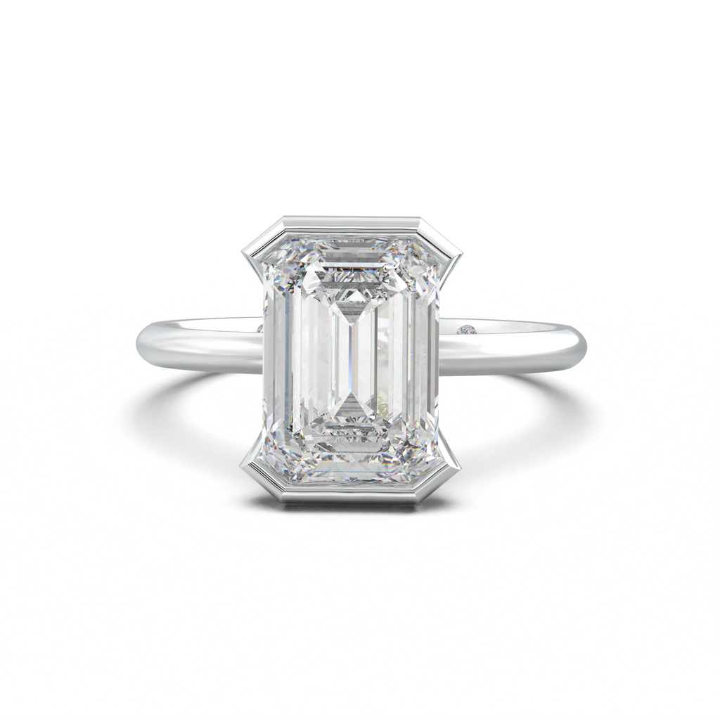 Emerald Hidden Halo Engagement Ring