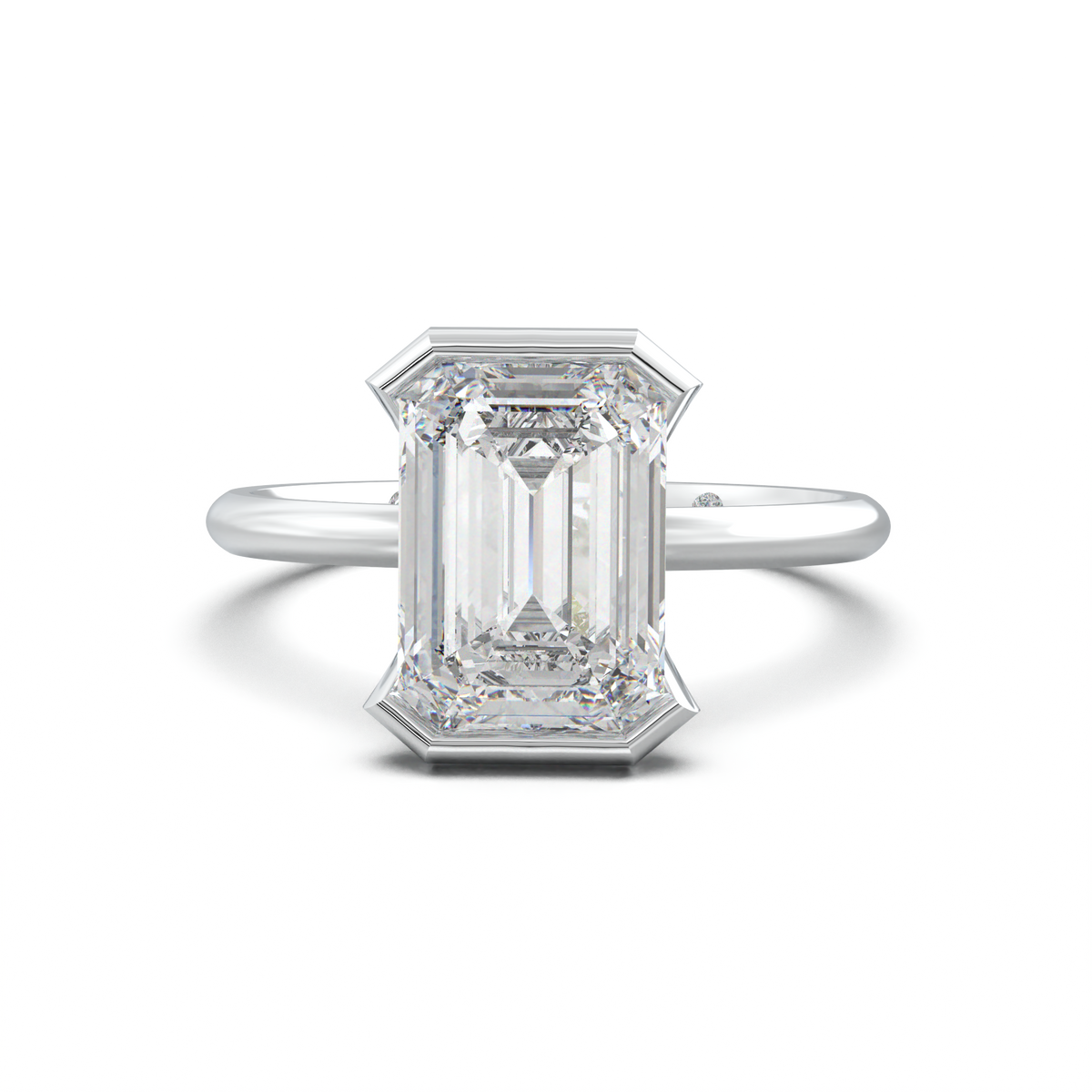 Emerald Hidden Halo Engagement Ring