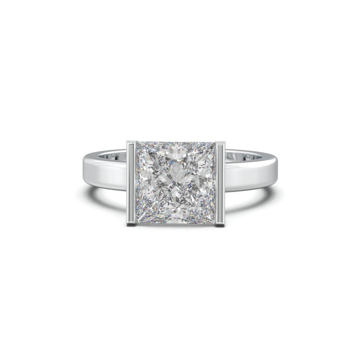 Princess Half-Bezel Engagement Ring