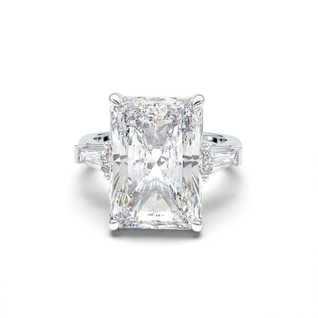 Radiant Baguette Hidden Halo Engagement Ring