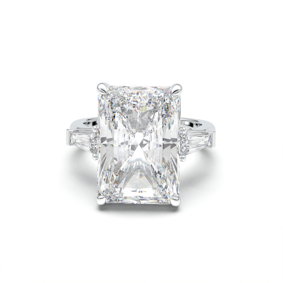 Radiant Baguette Hidden Halo Engagement Ring